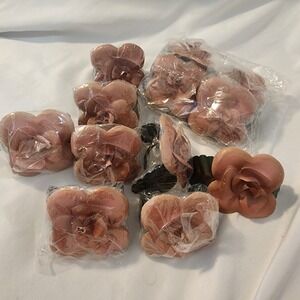 Set 12 RARE Vtg Audrey Metal Pink Rose Napkin Rings Home Decor~Philippines   833